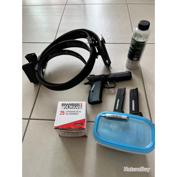 CZ Shadow 2 CO2 ASG 6mm neuf (ensemble complet / chargeurs et portes chargeurs + CEINTURE IPSC +)