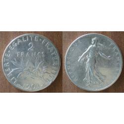 France 2 Francs 1901 Semeuse Piece Argent Europe Franc Frcs Frc Frs