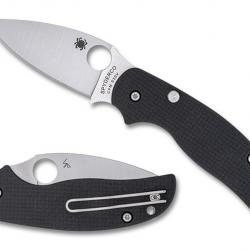 Couteau Spyderco Sage 6 Button Compression Manche FCarbone/G10 Lame Acier CPM-S30V Clip SC123CFBCLP
