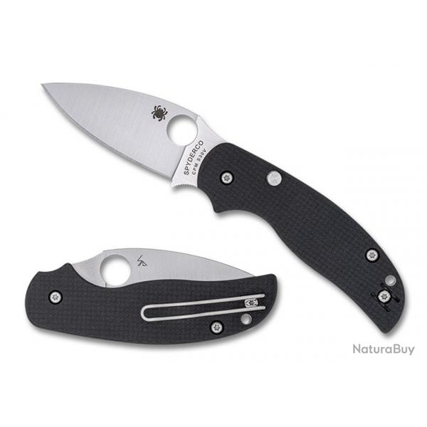 Couteau Spyderco Sage 6 Button Compression Manche FCarbone/G10 Lame Acier CPM-S30V Clip SC123CFBCLP