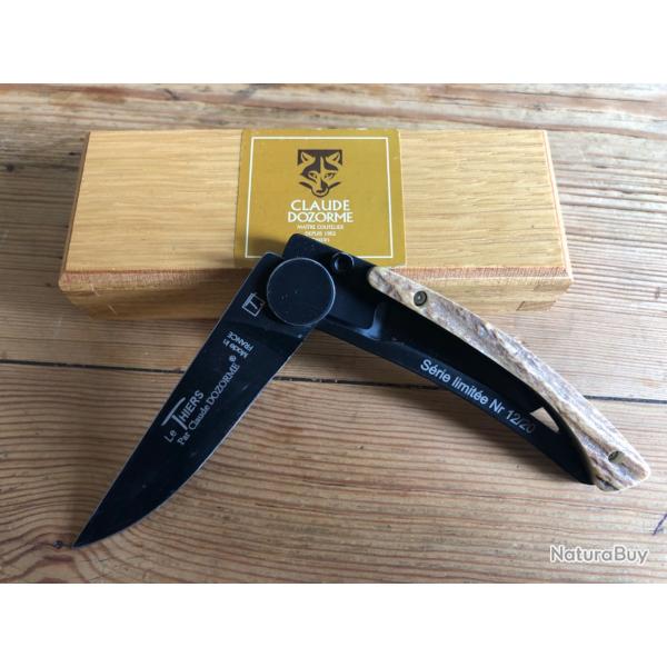 Couteau de poche Le Thiers par Claude Dozorme Srie Limite 12/20 manche en bois de Cerf
