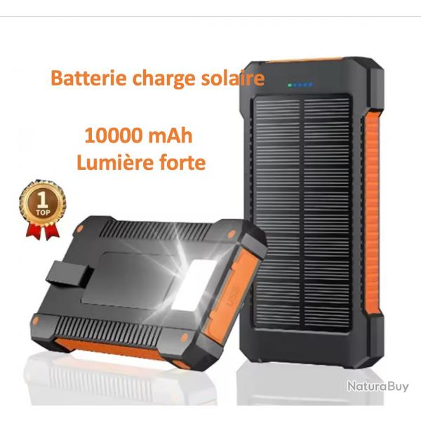 Batterie Externe recharge  Solaire avec 10000mAh  Alimentation Mobile Extrieure, tanche