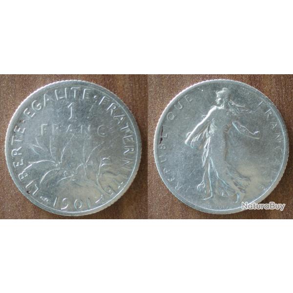 France 1 Franc 1901 Semeuse Roty Piece Argent Francs