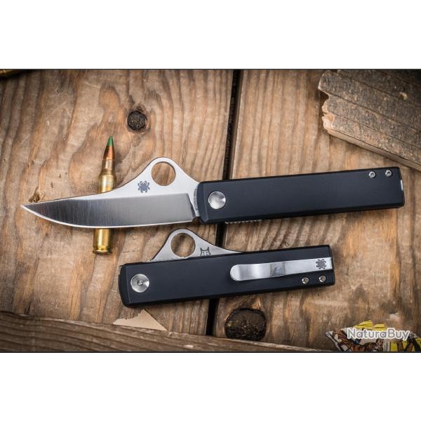 Couteau Spyderco Essenza Manche Aluminium Lame Acier N690Co Linerlock Made in Italy SC272ALBKP