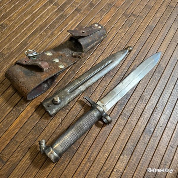BAONNETTE MAUSER SUDOISE 1896 AVEC FOURREAU ET GOUSSET CUIR