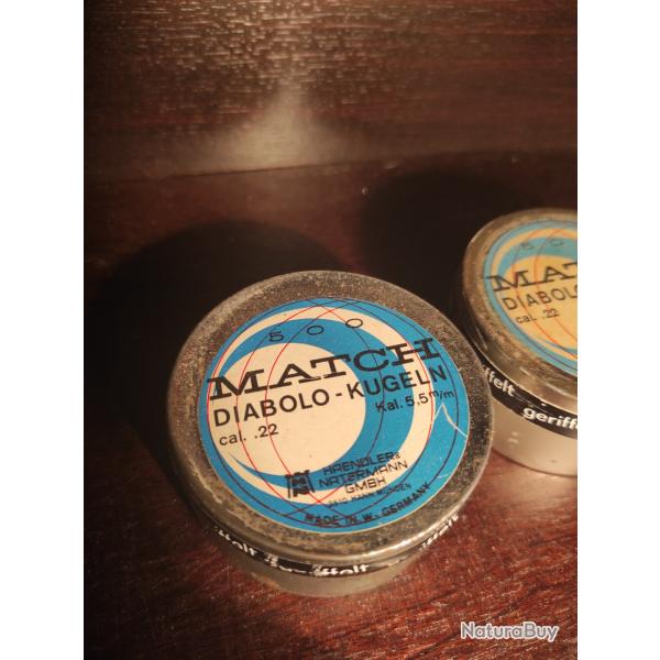 Lot de 2 botes Plomb 5,5 mm Diabolo kugeln   Match bote de 500