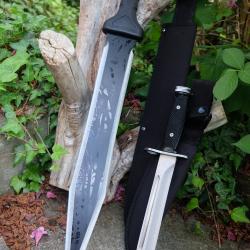 Set de Défense Home Jacking : Epée Glaive Sword + Poignard Lame Acier 3Cr13 Manche Nylon Etui Nylon