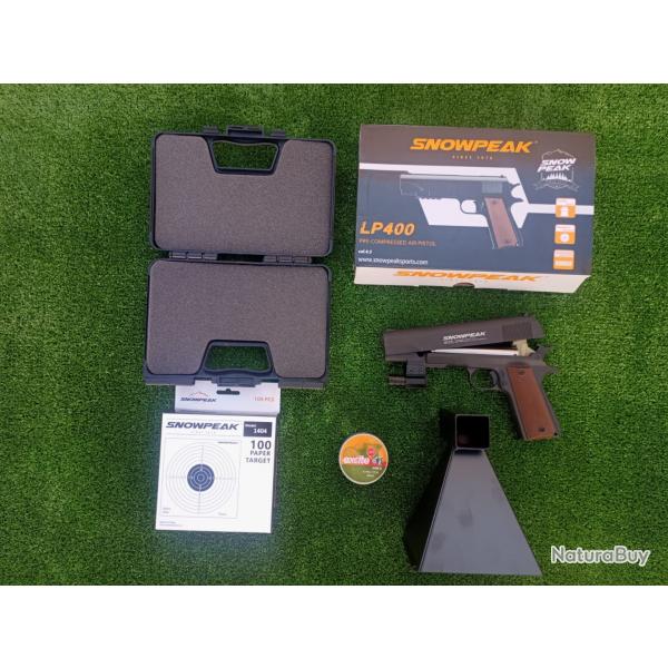 Pistolet PCP  Pomp.  Artemis LP400 Cal. Plomb de 4,5 mm , 95 mtres/seg. 312 Fps + Mallette + LASER