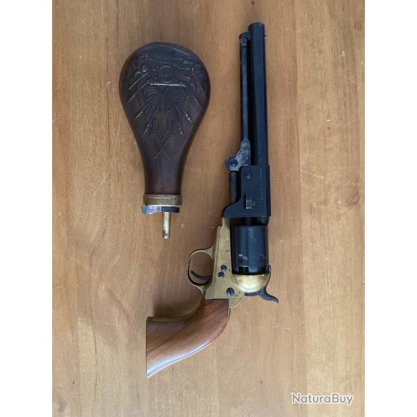 Revolver poudre noir UBERTI modle 1862 REB CONF fabriqu en 1976 calibre 36 + bote+ poire  poudre
