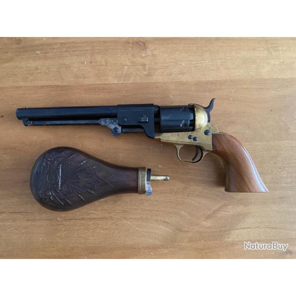 Revolver poudre noir UBERTI modle 1862 REB CONF fabriqu en 1976 calibre 36 + bote+ poire  poudre