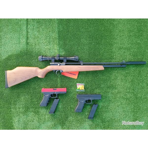 PACK CADEAU-1 ! CARABINE PCP ARTEMIS PR900 R GEN 2 CAL. 4,5 mm + Lunette 4 x 32 + Pistolet Glock 17