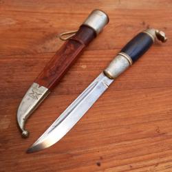 Ancien Couteau PUUKKO FINLANDAIS Tête de Cheval de  KAUHAVA avec Fourreau en Cuir