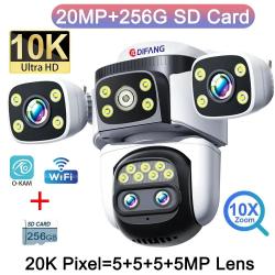 Camera IP Wifi 4 Objectifs 20MP Zoom 10X PTZ AI, Modele: Avec MicroSD 256GB
