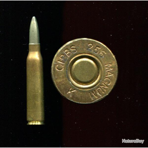 .256 Gibbs Magnum - RARE - marquage : GIBBS 256 MAGNUM K - balle nickel pointue