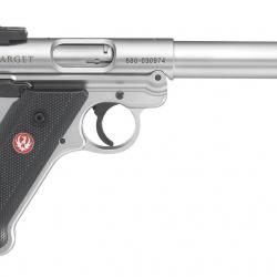 Revolver Ruger Mark IV Target - 22 LR / Plaquette synthétique quadrillée / Inox