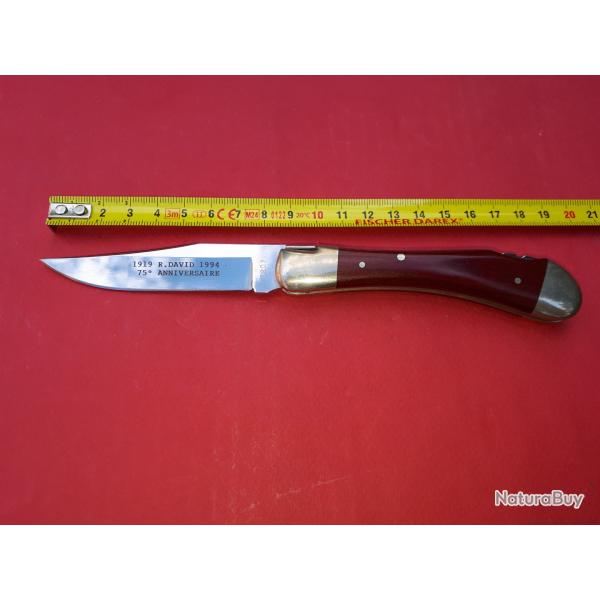 Couteau chasse Robert David pompe AR - Commmoration 75ime Anniversaire avec coffret - Neuf  Stock