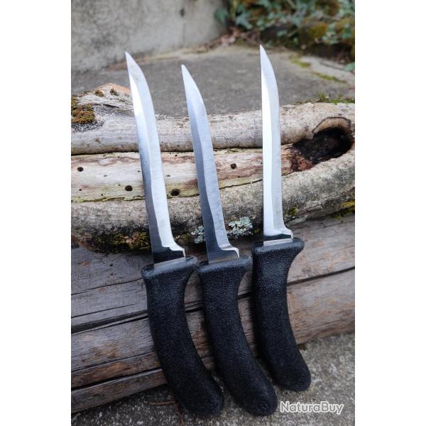 Lot de 3 Couteau de Boucher Abattoir Cuisine Lame Acier Inox 220HC Manche ABS Prof Made USA
