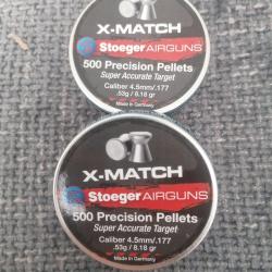 Lot 2 boîtes 500 plombs STOEGER 4.5mm