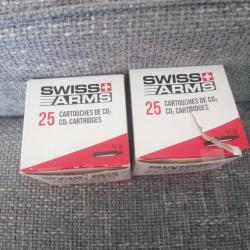 Lot de 2 boîtes de 25cartouches de C02 Swiss arms