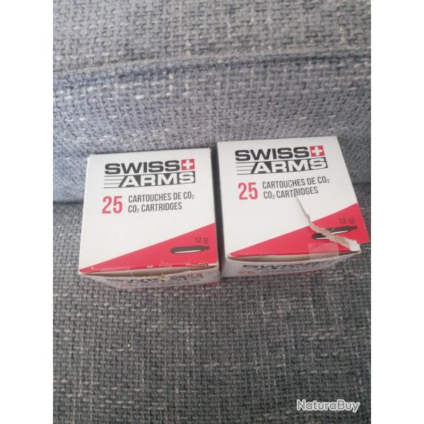 Lot de 2 botes de 25cartouches de C02 Swiss arms