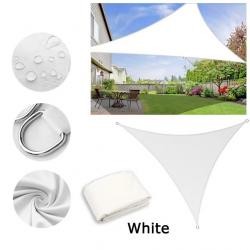 BACHE TOILE TRIANGLE 2.4x2.4x2.4M BLANC PROTECTION TERRASSE SOLEIL ETANCHE AUVENT JARDIN EXTERIEUR
