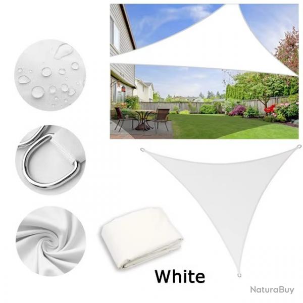 BACHE TOILE TRIANGLE 2.4x2.4x2.4M BLANC PROTECTION TERRASSE SOLEIL ETANCHE AUVENT JARDIN EXTERIEUR