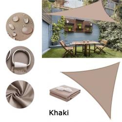 BACHE TOILE TRIANGLE 2.4x2.4x2.4M KAKI PROTECTION TERRASSE SOLEIL ETANCHE AUVENT JARDIN EXTERIEUR