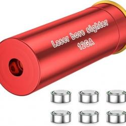 viseur à alésage Rouge 12GA Bore Sight Red Dot avec 2 Jeux de Piles