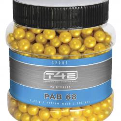 Boite de 500 billes paintball T4E bio Cal.68 jaune
