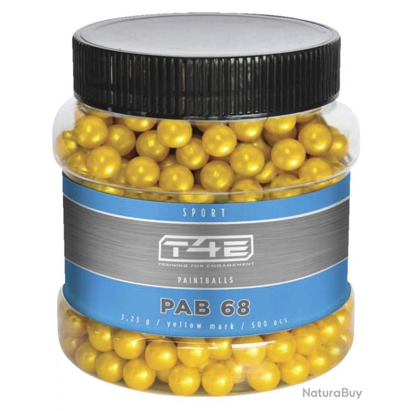 Boite de 500 billes paintball T4E bio Cal.68 jaune