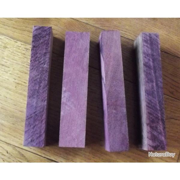 4 carrelets en bois d'amarante pour coutellerie