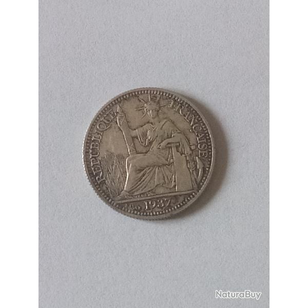 pice INDOCHINE FRANCAISE 10 CENT. 1937 - Argent