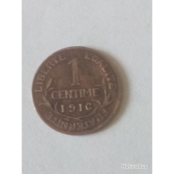 pice 1 centime Daniel-Dupuis 1916