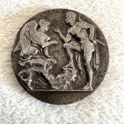 Médaille/plaque figurative représentant dipe et le Sphinx ancienne