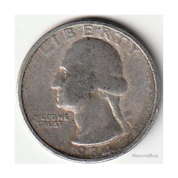 Pice de Monnaie Etats Unis  dollar "Washington Quarter" argent 1934 D