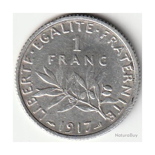 Pice de Monnaie France 1  Franc Semeuse argent 1917