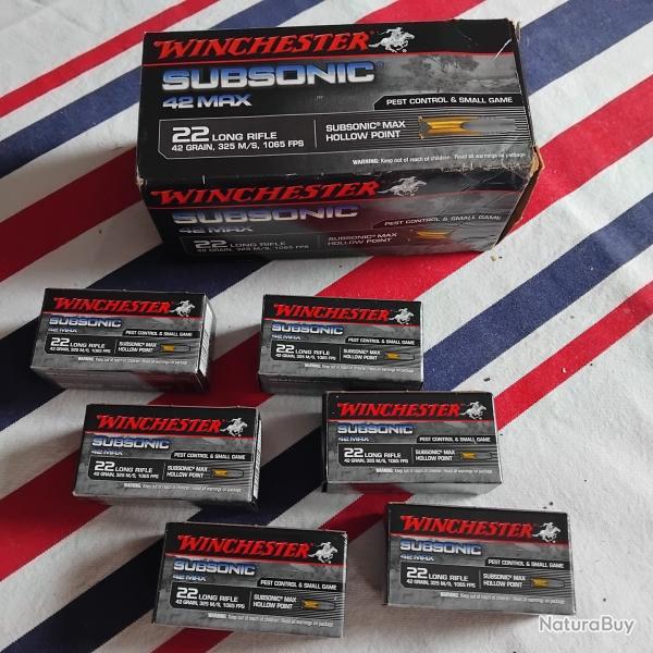 Munitions 22Lr Winchester Subsonic 42Max