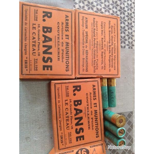 lot de 3 boites de 10 cartouches cal 16 banse a le cateau.