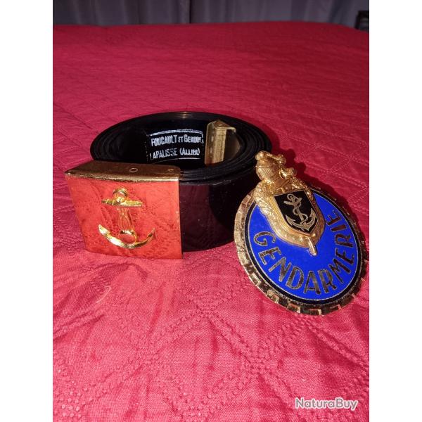 Lot ceinturon et insigne gendarmerie maritime