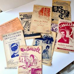 8 partitions anciennes et une publicité Paul Beuscher, le chanteur sans nom, Guétary, Marche Lorrain