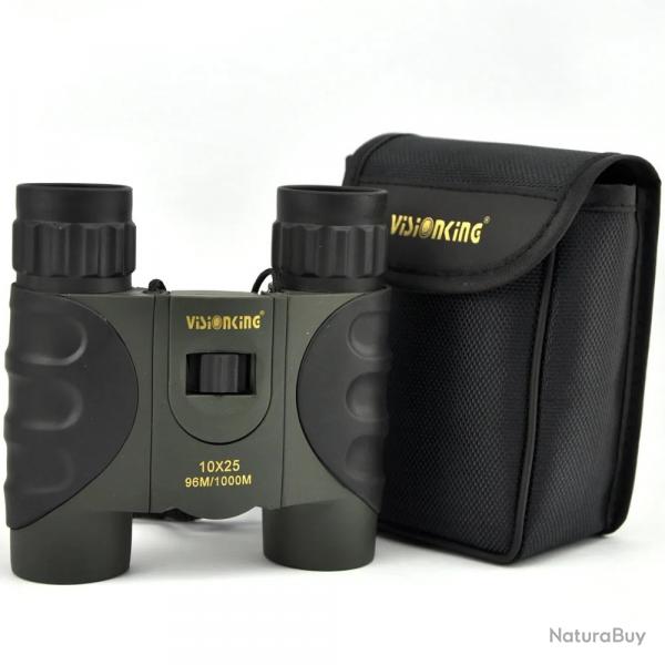 Visionking Jumelles Compactes 10x25 FMC BAK4 tanches Chasse Camping Observation Nature et Voyage