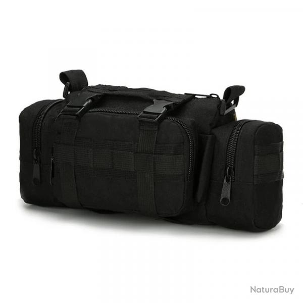 Sac Tactique Molle Impermable Nylon Sac de Taille Poitrine Randonne Camping Pche Plein Air Noir