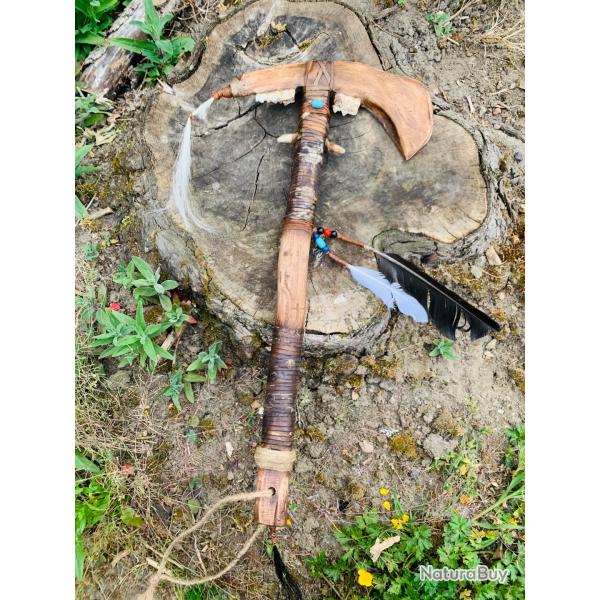 tomahawk amrindien d'artisan / mchoire de cerf ( 2 )