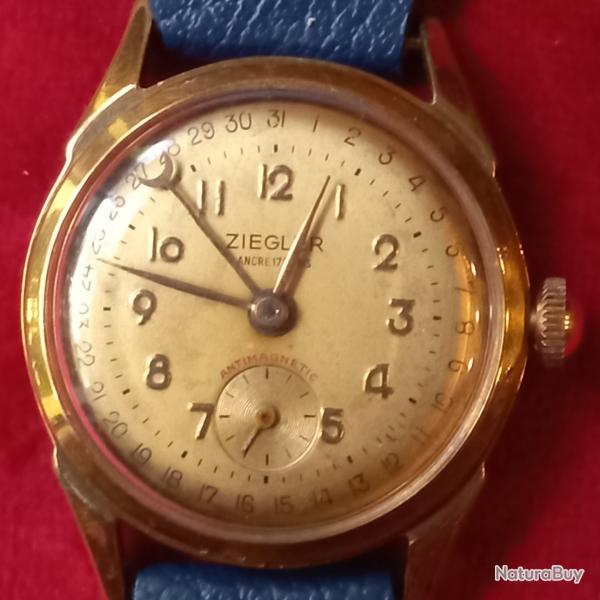 montre ZIEGLER ancienne , boitier en plaqu or , antimagnetic