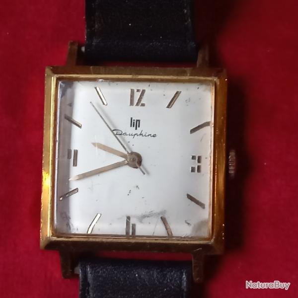 montre homme lip ancienne  boitier carr en plaqu or