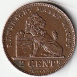 Pièce de Monnaie Belgique 2 centimes -  Albert Ier en néerlandais 1911 Petite date Sup