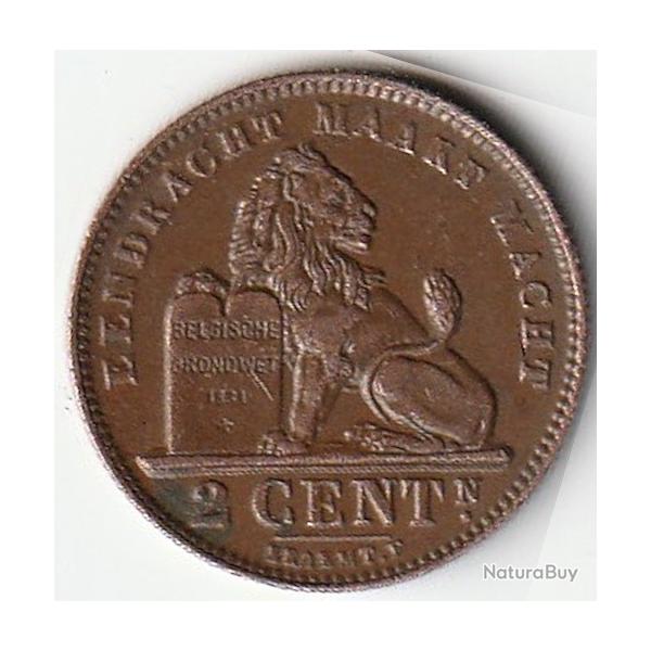 Pice de Monnaie Belgique 2 centimes -  Albert Ier en nerlandais 1911 Petite date Sup