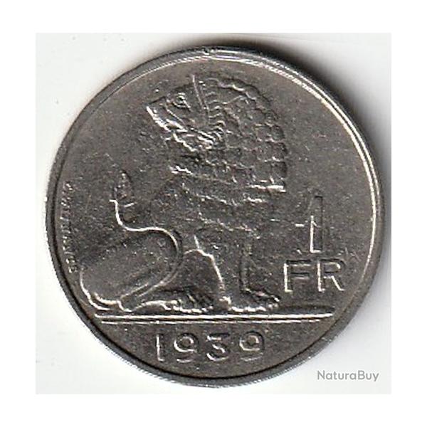 Pice de Monnaie Belgique 1 franc - Lopold III Belgique Belgie 1939