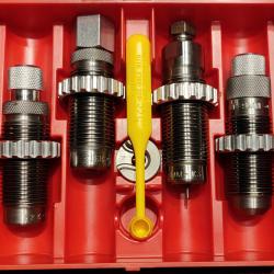 Jeu d'outils carbure LEE Deluxe Pistol 4-Die Set 9mm Luger - 4 outils + plateau 4 outils