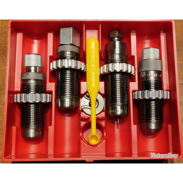 Jeu d'outils carbure LEE Deluxe Pistol 4-Die Set 9mm Luger - 4 outils + plateau 4 outils